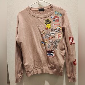 Y2K Pink Graphic and Patches Long Sleeve